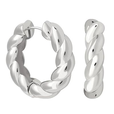 Chunky Rope Hoops In Silver