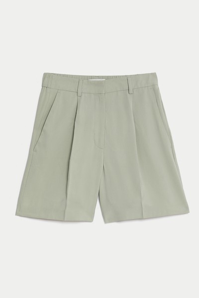 High Waisted Pleat Front Shorts from M&S