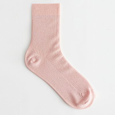 Glitter Rib Knit Ankle Socks from & Other Stories