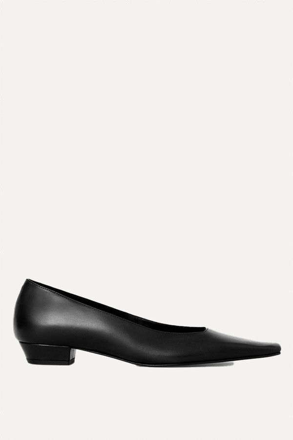 Square-Toe Leather Court Shoes from COS