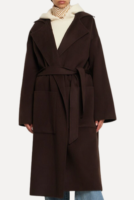 Chocolate Brown Alamo Wool Self-Tie Long Coat, £595 | Nanushka