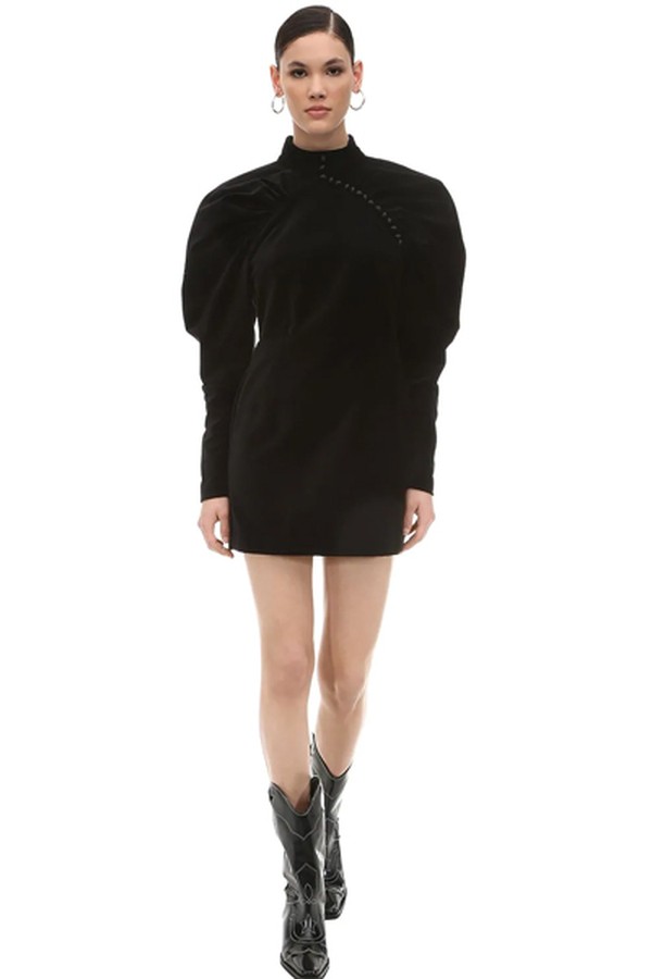 Puffed Sleeves Velvet Mini Dress from Rotate