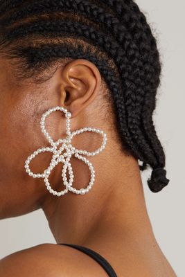 Flower Gold-Plated Recycled Silver Pearl Earrings from Completedworks' + NET SUSTAIN 