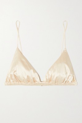 Flora Silk-Blend Satin Soft-Cup Triangle Bra from Anine Bing