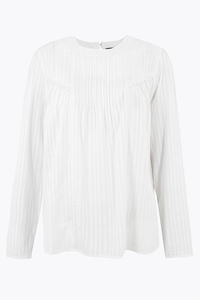 Cotton Rich Long Sleeve Blouse from M&S