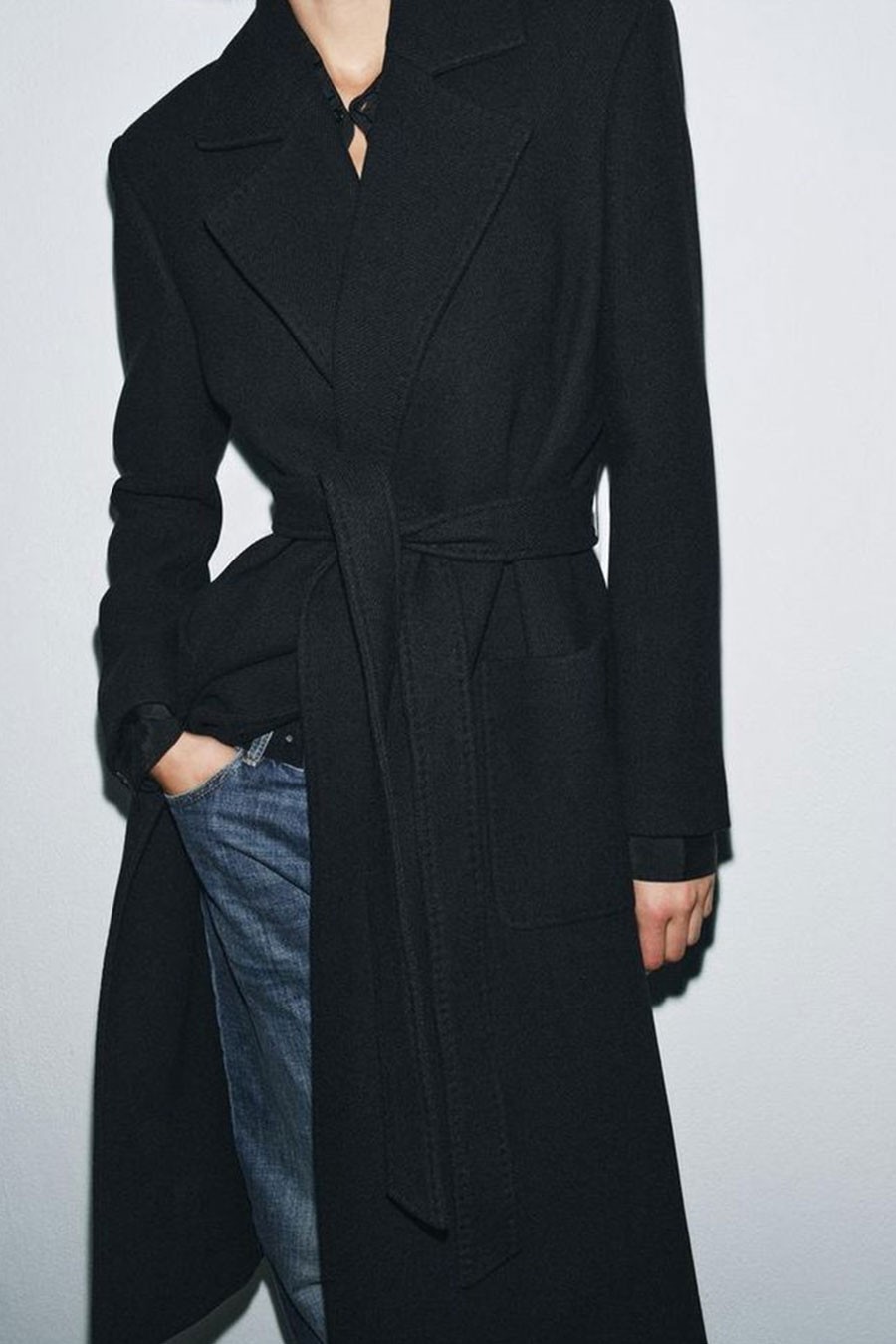 Wool Blend Belted Coat from Zara