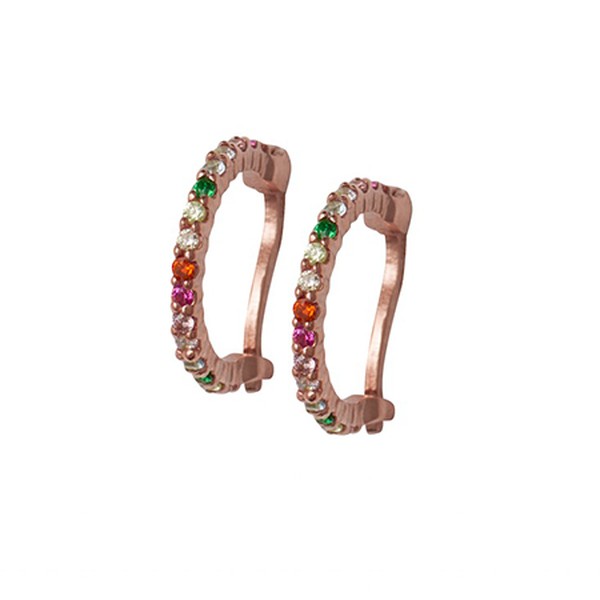 Rose Gold Rainbow Huggy Hoops