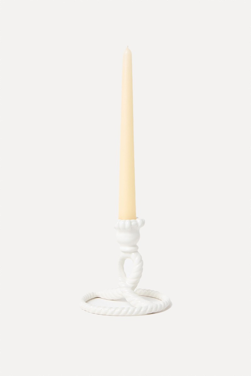 Twisted Loop Cream Ceramic Candle Holder from Oliver Bonas