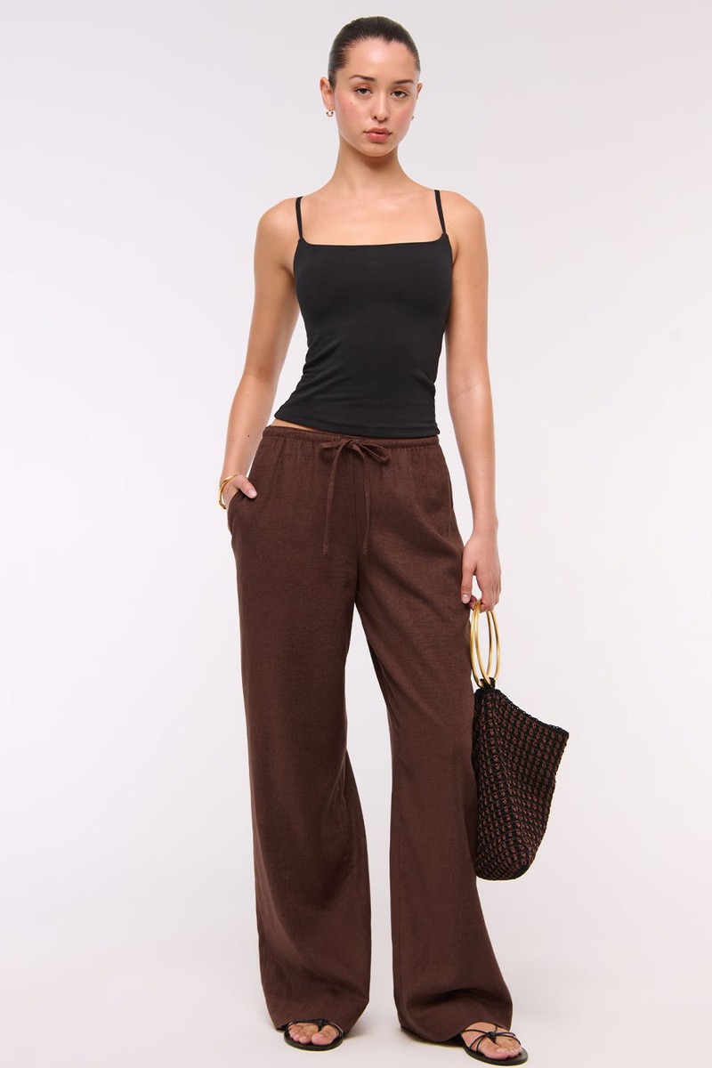Linen-Blend Pull-On Pants