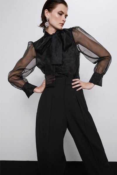 Organza Blouse With Bow Detail from Zara