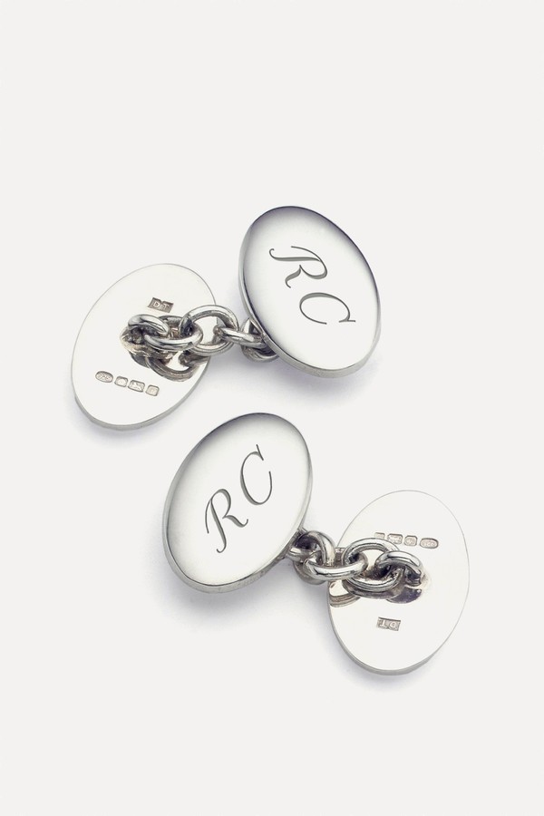 Double Domed Sterling Silver Engraved Cufflinks