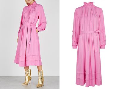 Adele Pink Striped Midi Dress from Hoffman