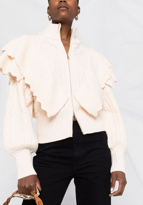Ruffled Knitted Zipped Cardigan from Twinset