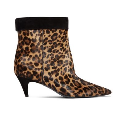 Charlotte Leopard-Print Calf-Hair Ankle Boots from Saint Laurent