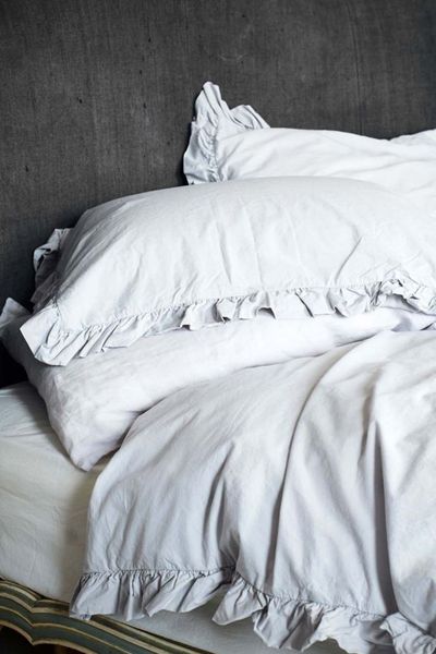 Siena Silver Grey Ruffle Linen Duvet Cover from Graham & Green