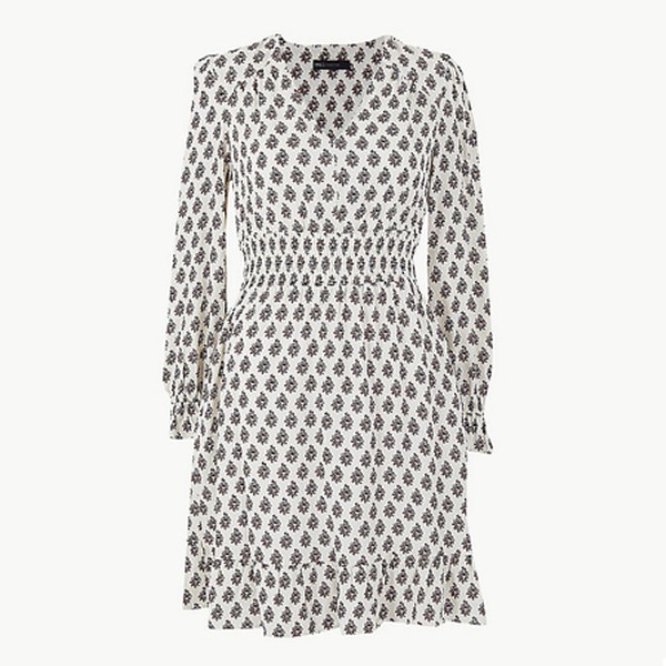 Floral Frill Detail Waisted Dress
