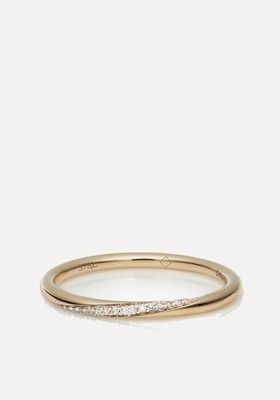 Solid Gold Twisted Diamond Thread Ring