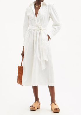 Pintucked Cotton-Poplin Shirt Dress from Thierry Colson