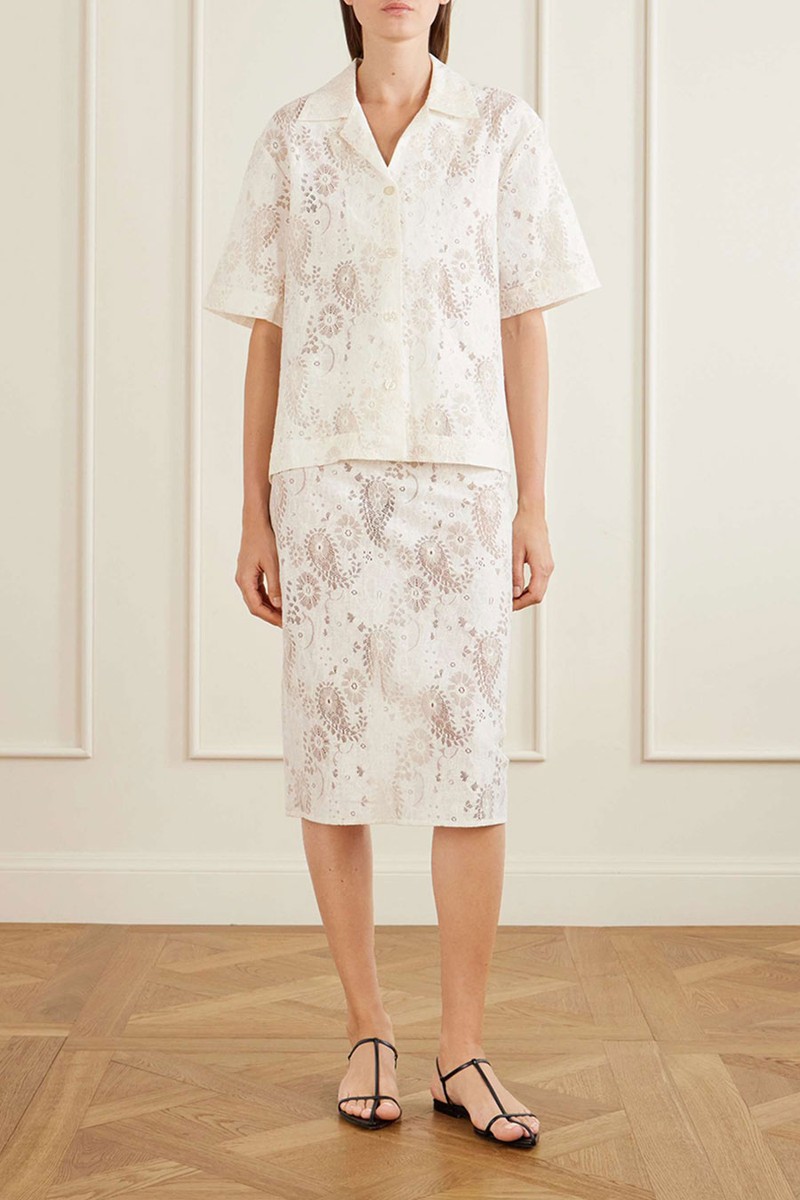Embroidered Linen-Blend Lace Shirt from RÓHE