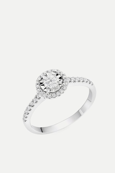 9ct White Gold Diamond Halo Ring from Beaverbrooks