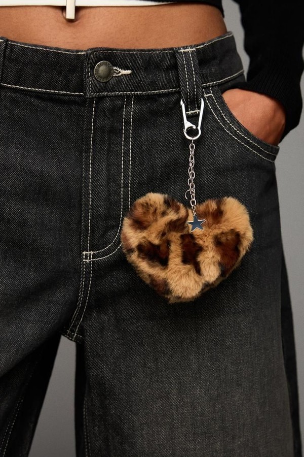 Animal Print Heart Key Ring