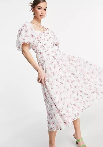 White Floral Midi Dress from ASOS Design