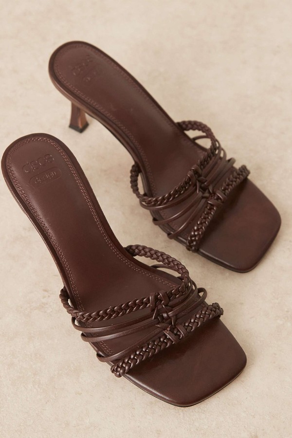 Hazel Plaited Cage Mid Heeled Mules from ASOS DESIGN