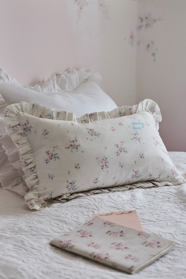 Floral Rosabelle Ruffle Cotton Linen Cushion