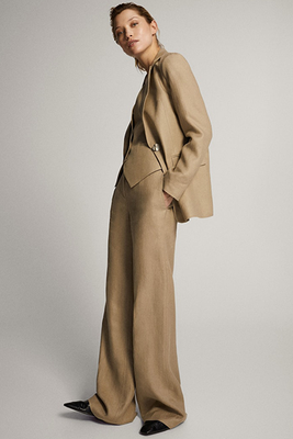 100% Linen Wide Leg Trousers from Massimo Dutti
