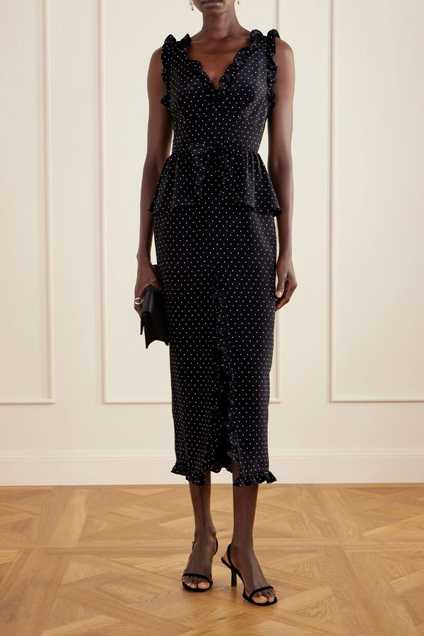 Bow-Embellished Polka-Dot Silk Midi Dress from ALESSANDRA RICH