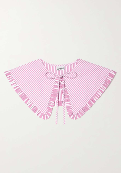 Ruffled Striped Cotton Collar from Ganni