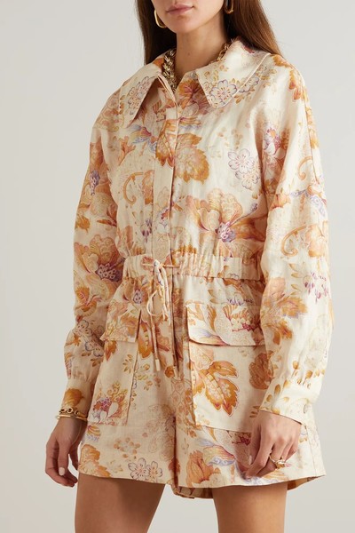 Philomena Floral-Print Linen Playsuit  from Alémais 