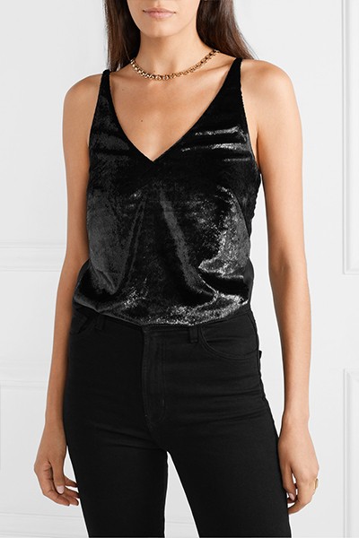 Lucy Metallic Velvet Chiffon Camisole from J Brand