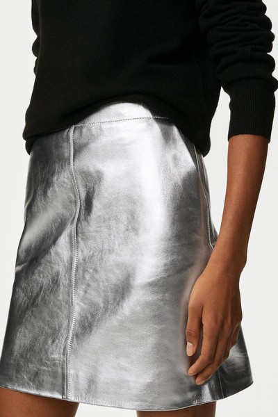 Leather Mini A-Line Skirt