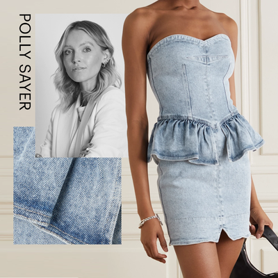 Dolizi Strapless Denim Peplum Mini Dress, £610 | Isabel Marant