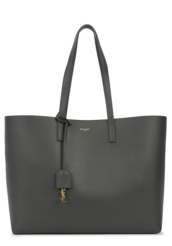 Charcoal Leather Grained Tote from Saint Laurent