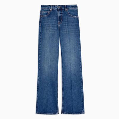Mid Blue Relaxed Flare Jeans