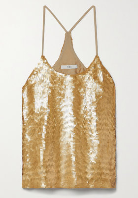 Eclair Sequined Silk-Crepon Camisole from Tibi 