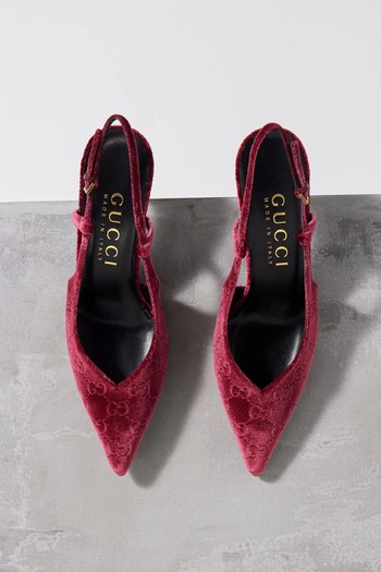 Priscilla 85 GG-Debossed Velvet Pumps  from Gucci