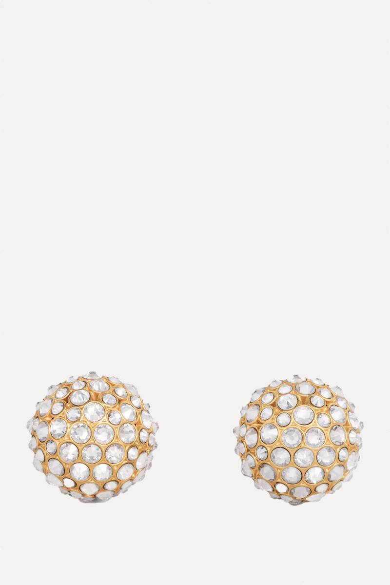 Heirlooms Dome Earrings In Strass & Brass With Gold Finish from Celine
