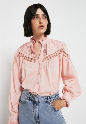 Lace Insert Volume Sleeve Shirt from Warehouse