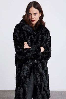 Buttoned Faux Fur Coat from Zara