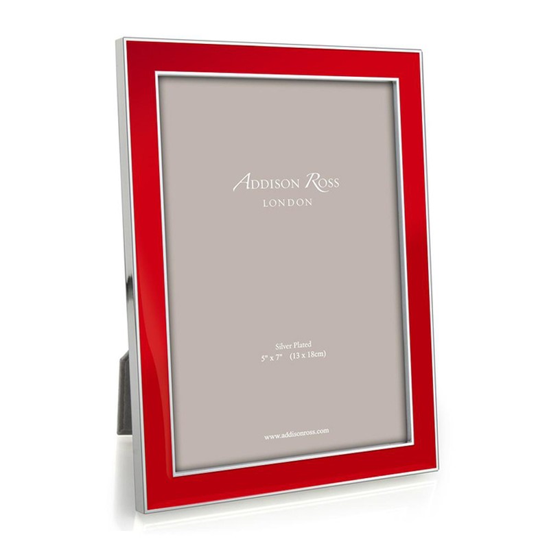 Red Enamel & Silver Frame