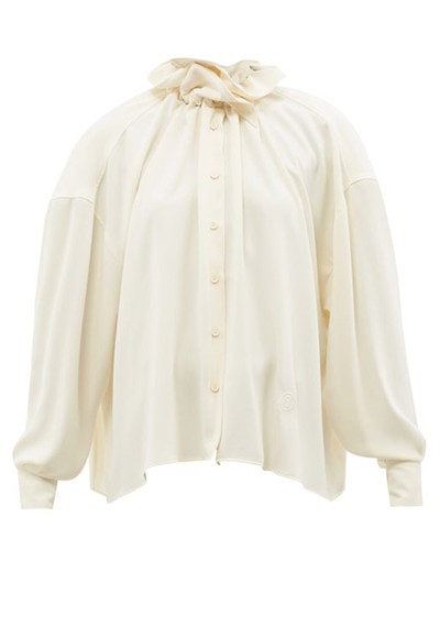 Ruffled-Neck Crepe Shirt from MM6 Maison Margiela