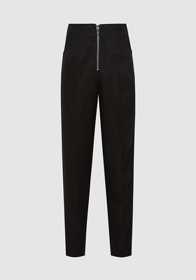 Cally Linen Blend Trouser With Exposed Zip