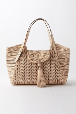 Neeson Tassel Woven-Leather Tote Bag from Anya Hindmarch