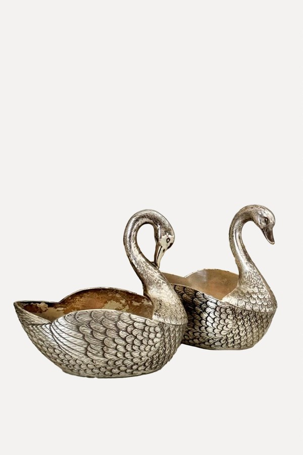 Pair Of Mauro Manetti Style Italian Swan Dishes from The Vintage Entertainer