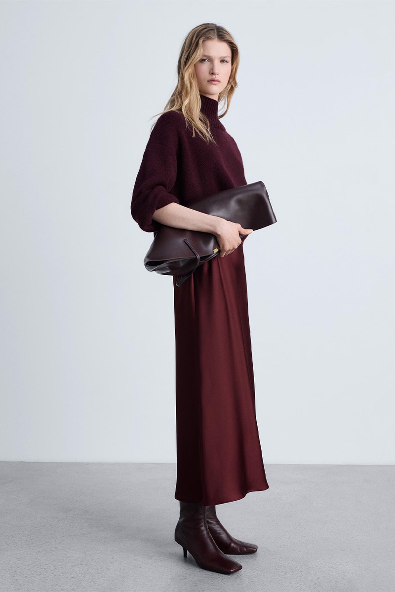 Midi Satin Skirt from Mango