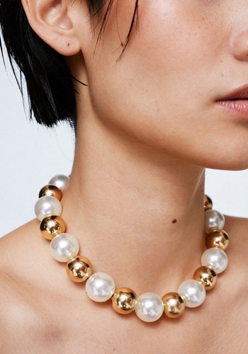 Chunky Pearl Two Tone Necklace