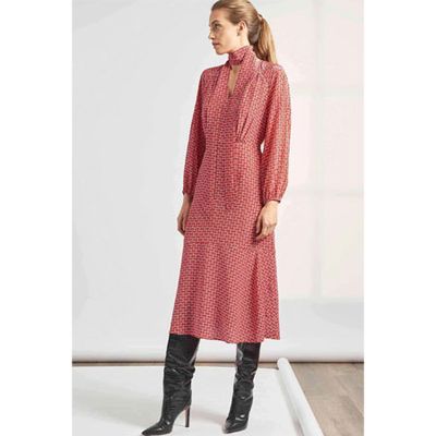 Lottie Silk V Neck Gathered Midi Dress, £390 | Cefinn